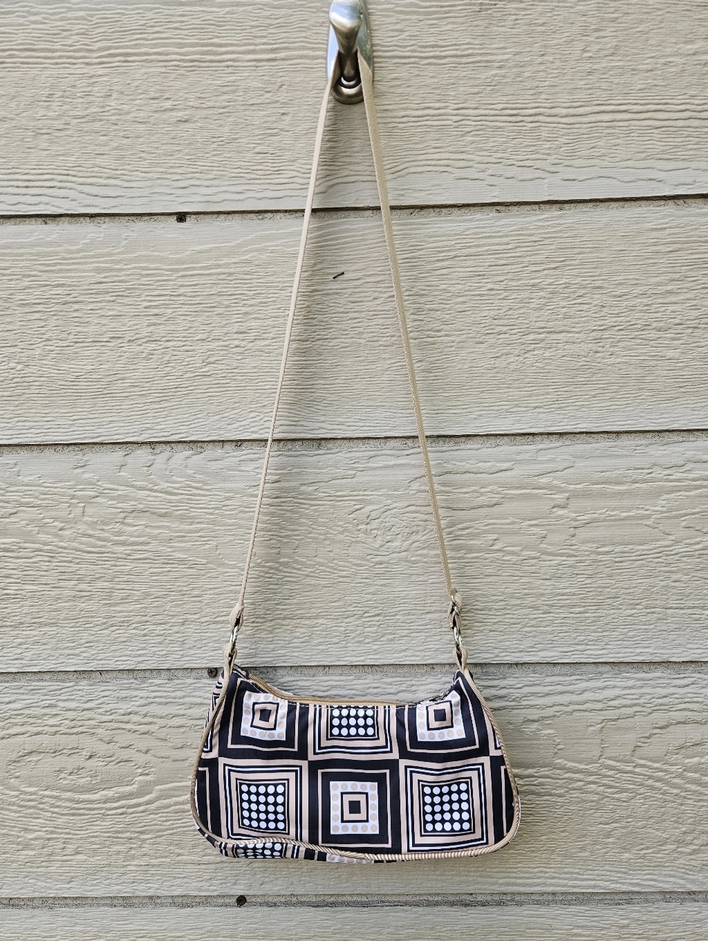 LeSportSac small crossbody bag tan black white patterned